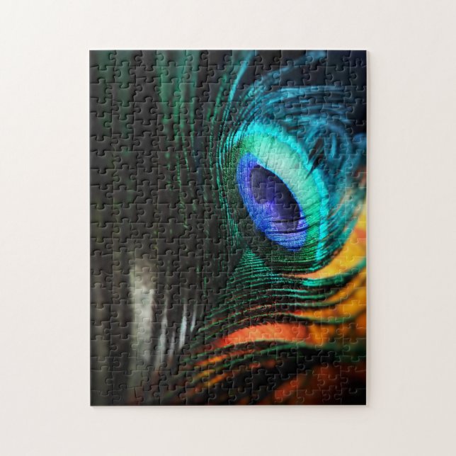 Quebra-cabeça Peakcock Feather de perto e pessoal (Vertical)