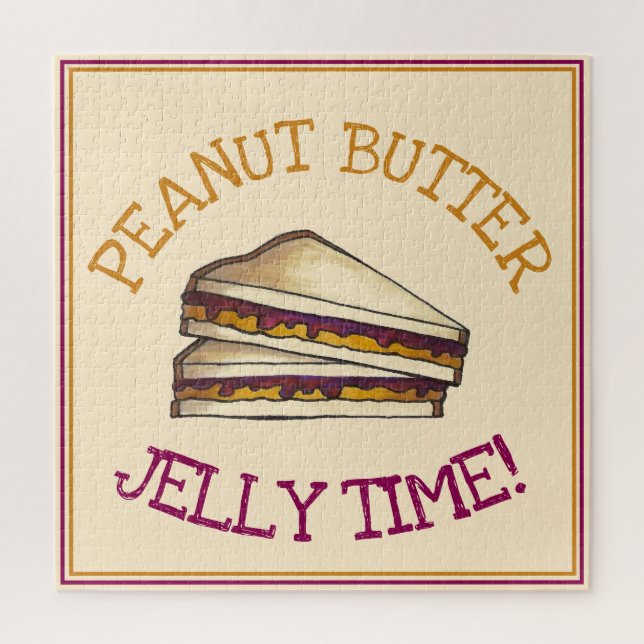 Quebra-cabeça Peanut Butch Jelly Time PBJ Sandwich Lunch Foodie (Vertical)