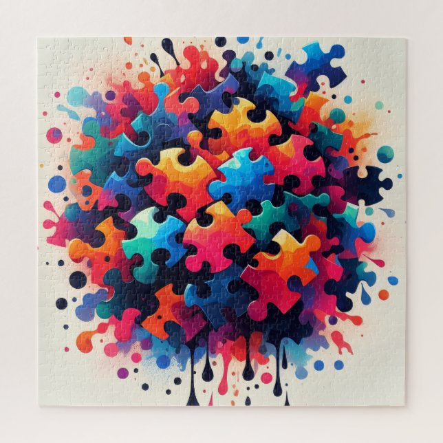 Quebra-cabeça Peças de Puzzle de Pintura Salpicada (Vertical)
