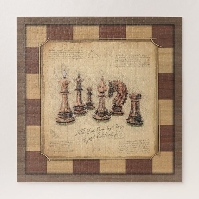 Quebra-cabeça Peças de xadrez e xadrez, presentes para jogadores (Vertical)