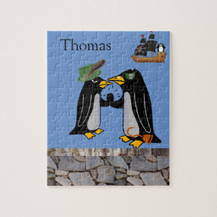 Quebra-cabeça Pedra Pirata Pinguim-quebra-cabeça-Branco e Preto