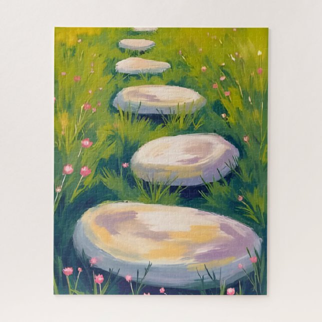 Quebra-cabeça Pedras de Jardim Aquarela (Vertical)