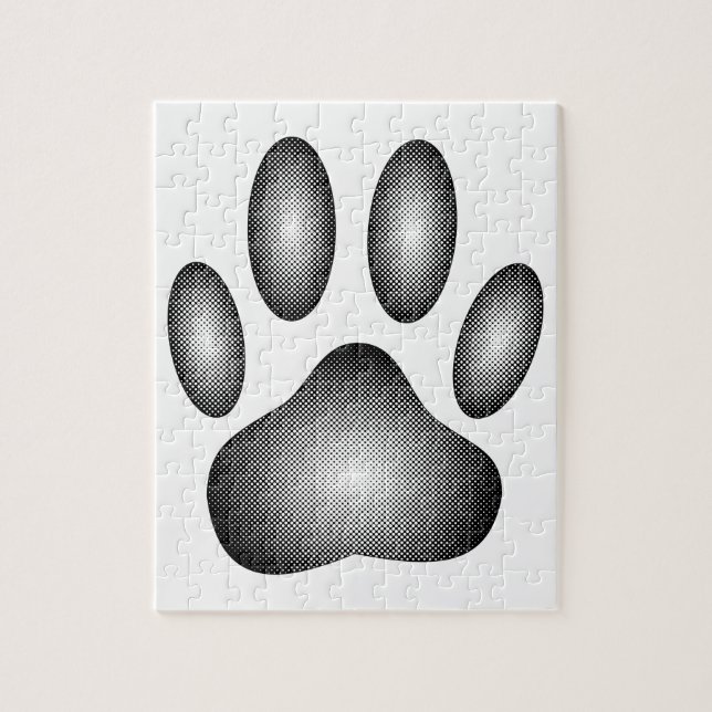 Quebra-cabeça Pegada de Cachorro em Gradientes Preto e Branco (Vertical)