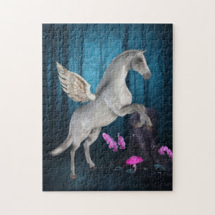 Quebra-cabeça Pegasus Blue Forest Fantasy Horse Art