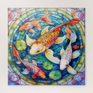 Quebra-cabeça Peixe Koi em Vidro Pintado