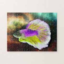 Quebra-cabeça Peixes Beta Coloridos em Estrelas Espaciais Galáxi