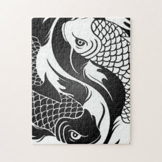 Quebra-cabeça Peixes brancos e pretos de Yin Yang Koi