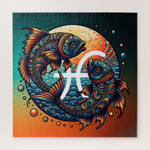 Quebra-cabeça Peixes de Sinal de Horóscopo Astrologico Zodiose