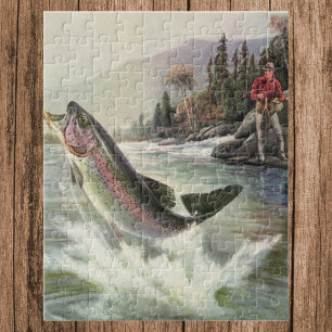 Quebra-cabeça Peixes De Trutas Arco-Íris Vintage, Pesca Pescador