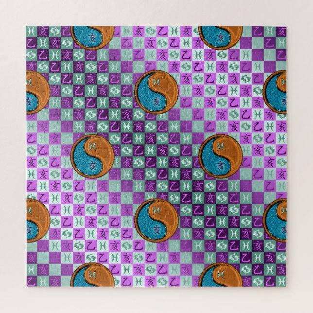 Quebra-cabeça Peixes e Javali de Madeira (Vertical)