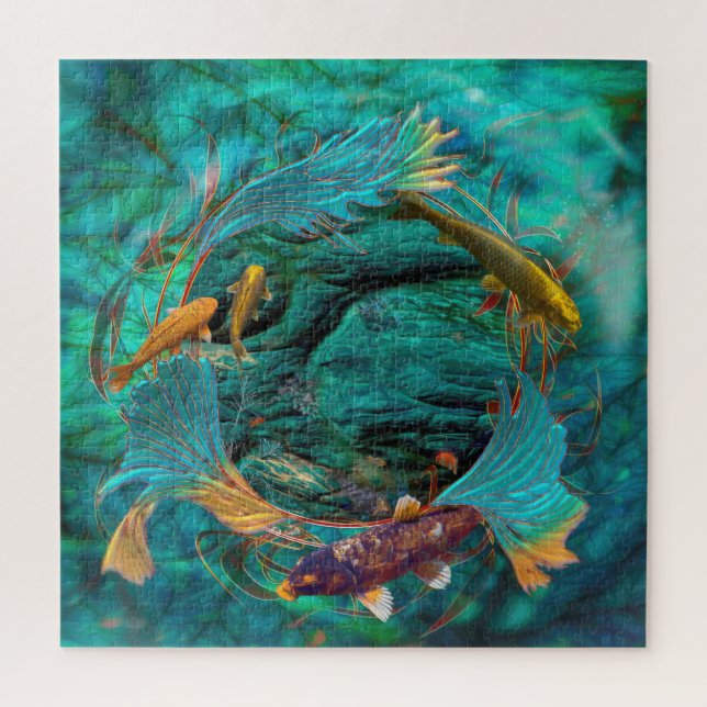 Quebra-cabeça Peixes Koi NADANDO EM PAZ (Vertical)