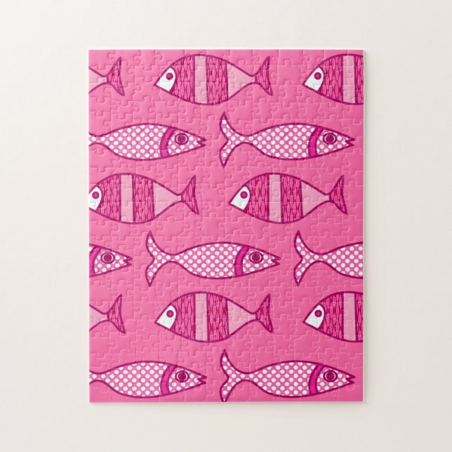 Quebra-cabeça Peixes Modernos, Fúchsia e Rosas claro (Vertical)