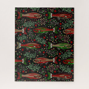 Quebra-cabeça Peixes Nadando Vermelho e Verdes Truta de Brook de