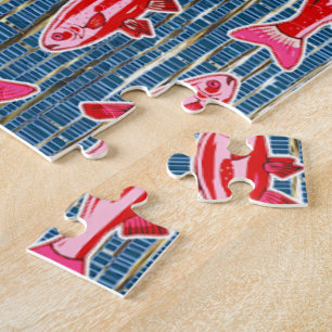 Quebra-cabeça Peixes Rosa e Vermelho para o Dia dos Namorados Di