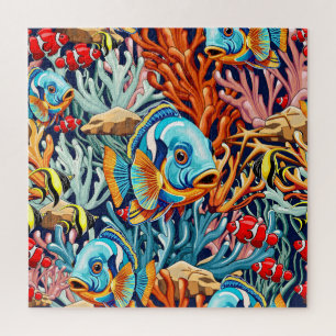 Quebra-cabeça Peixes Tropicais Vibrações Coloridas de Verão