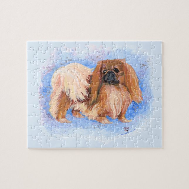 Quebra-cabeça Pekingese Azul Verdadeiro (Horizontal)