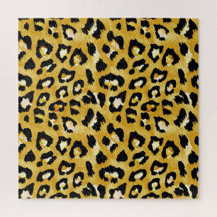 Quebra-cabeça Pele Animal, Leopardo Aquarela Sem Semente.