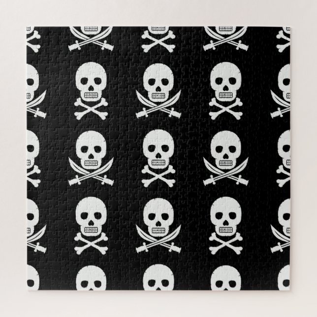Quebra-cabeça Pele Pirata Cruzando Ossos Padrão Invisível (Vertical)