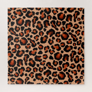 Quebra-cabeça Peles de leopardo, aquarela, fundo sem costura.