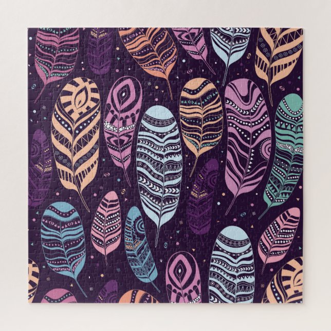 Quebra-cabeça Penas étnicas: padrão preto e branco (Vertical)