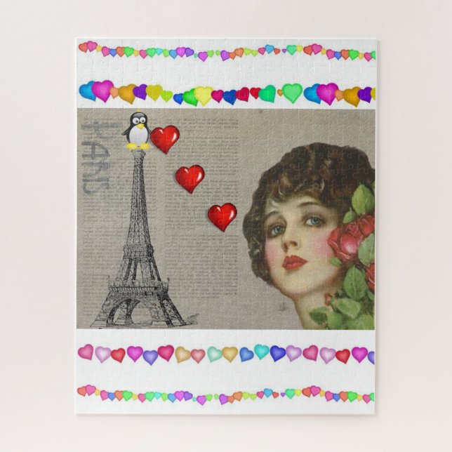 Quebra-cabeça Penguin Hearts Happy Namorados (Vertical)