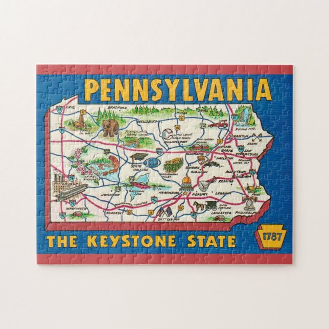 Quebra-cabeça Pennsylvania 11x14 Map Jigsaw Puzzle (Horizontal)