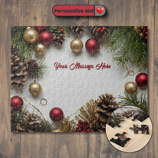 Quebra-cabeça Pensamento de Natal Personalizado (Customizable Christmas Themed Jigsaw Puzzle)