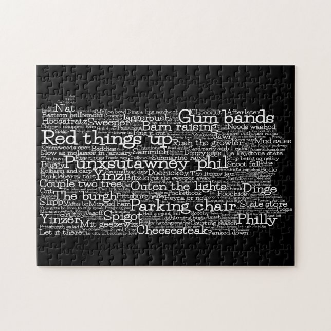 Quebra-cabeça Pensilvânia EUA Slang Word Art Map Jigsen Quebra-c (Horizontal)