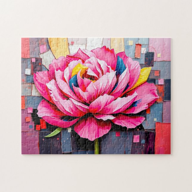 Quebra-cabeça Peônia Delicada em Estilo Abstrato Moderno (Horizontal)
