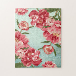 Quebra-cabeça Peônias retros bonito de chintz da flor