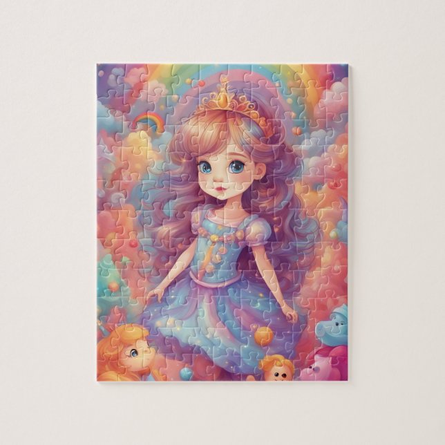 Quebra-cabeça Pequena princesa fofa arco-íris (Vertical)