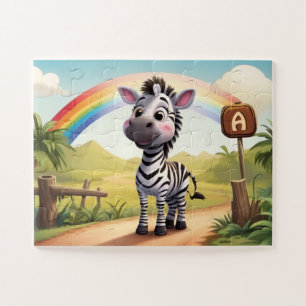 Quebra-cabeça Pequena Zebra e Arco-íris Cuta Personalizados