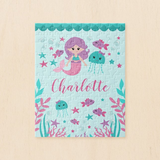 Quebra-cabeça Pequenas Crianças Personalizadas De Sereia Bonita (Criador carregado)