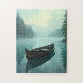 Quebra-cabeça Pequeno barco em um lago nebuloso