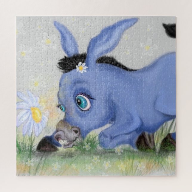 Quebra-cabeça Pequeno burro e margarida - Adicione sua imagem/te (Vertical)