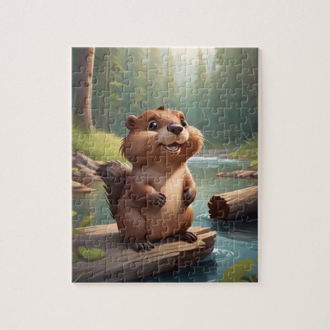 Quebra-cabeça Pequeno castor bonitinho (Vertical)