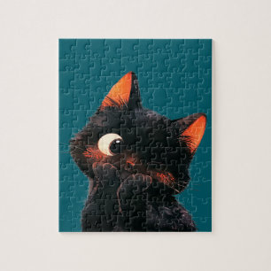 Quebra-cabeça Pequeno Gatinho Preto Cheeky