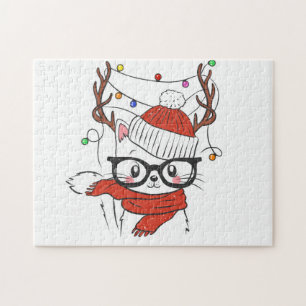 Quebra-cabeça Pequeno gato bonito com chifres de veados