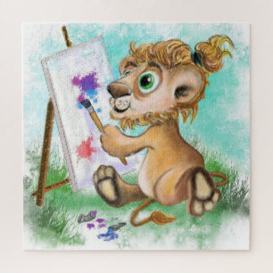 Quebra-cabeça Pequeno Leão-Bebê Bonito Tanta Colorida Sonho