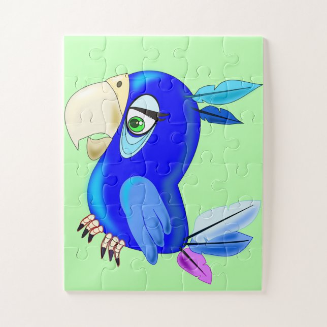 Quebra-cabeça Pequeno papagaio Azul (Vertical)