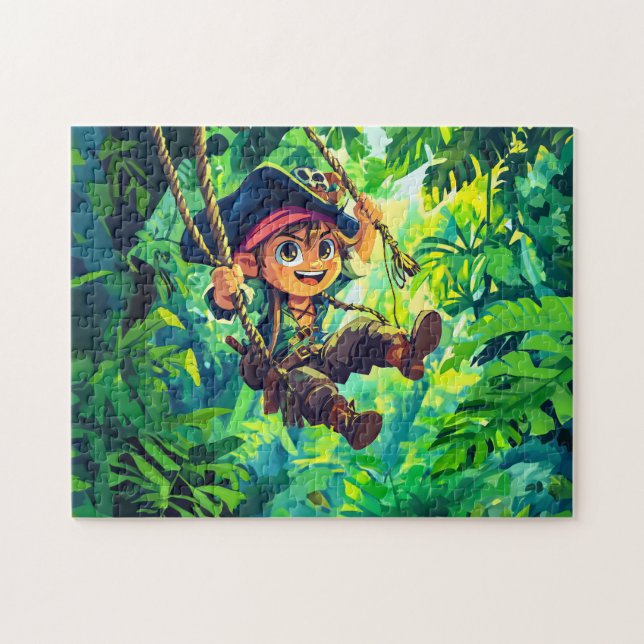 Quebra-cabeça Pequeno pirata se divertindo explorando a selva (Horizontal)