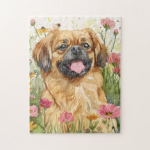 Pequinês Puzzle – Arte de Cachorro em Aquarela