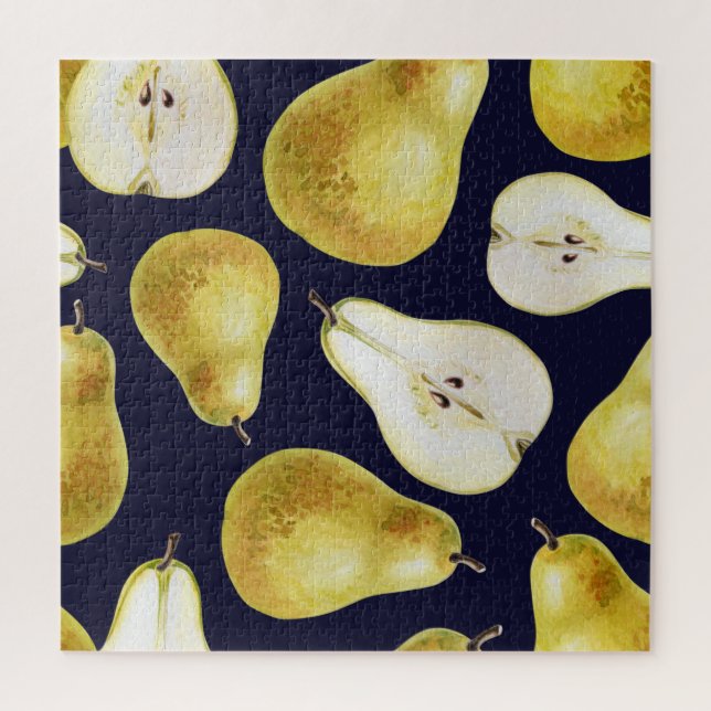 Quebra-cabeça Pera de régua, fundo preto, arte de jardim (Vertical)