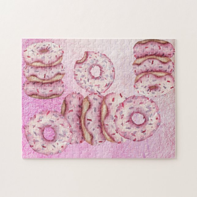 Quebra-cabeça Perfectly Pink Party Iced Sprinkle Donuts HARD (Horizontal)