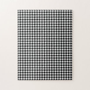 Quebra-cabeça Pérolas Abstratas de Tecido Xadrez Preto e Branco