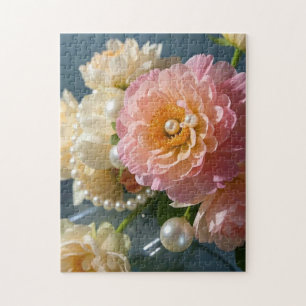 Quebra-cabeça Pérolas com flores rosadas
