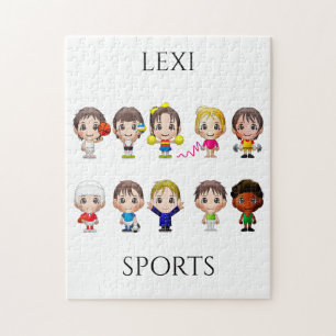 Quebra-cabeça Personagem de desenho animado desportivo infantil.