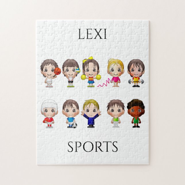 Quebra-cabeça Personagem de desenho animado desportivo infantil. (Vertical)