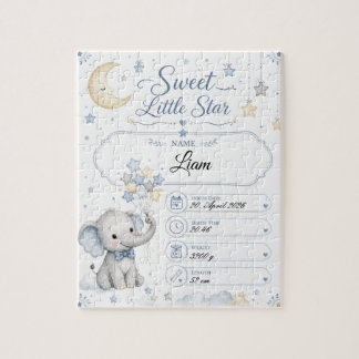 Quebra-cabeça Personalisierbare Baby Geburtstafel mit Elefant