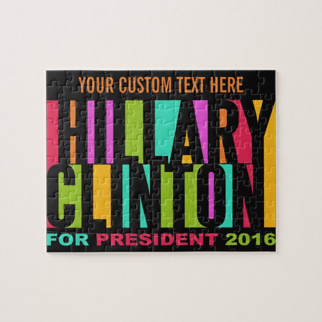 Quebra-cabeça personalizada Colorful Hillary Clint (Horizontal)
